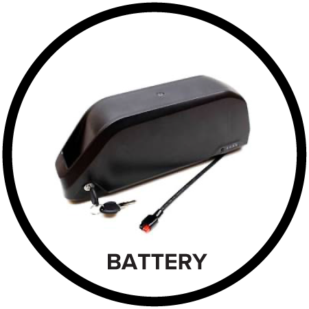 e-bike battery on white background