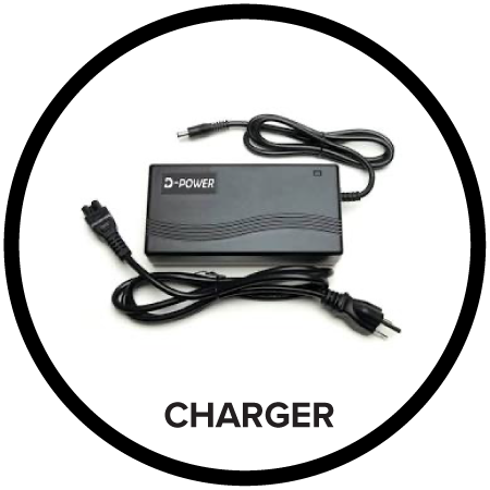 e-bike charger on white background