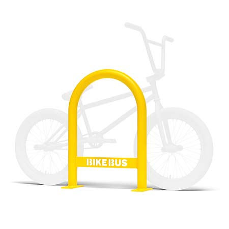 yellow bike bus rack on white background