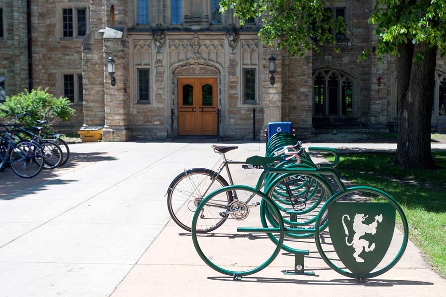 bike rack on college campus