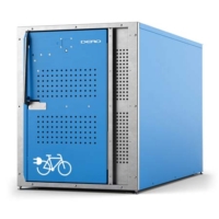 blue e-bike locker on white background