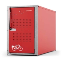 red e-bike locker on white background