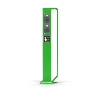green e-bike charging rack on white background