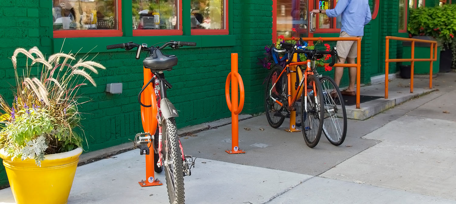 bike rack by front door